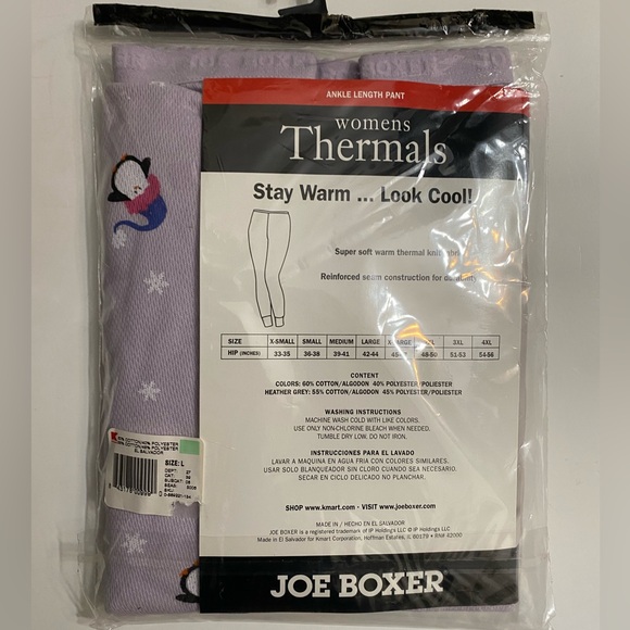 Vintage Y2K Joe Boxer Womens Ankle Length Thermal Leggings Snowflake & Penguin L - Picture 3 of 4